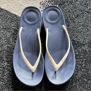 FITFLOP Iquision Ergonomic Comfort Blue & Natural Flip Flops Waterproof — 8